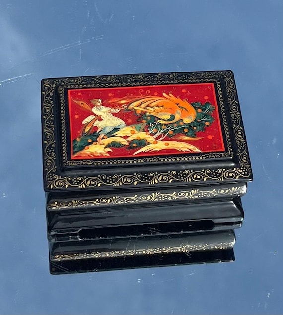 Boîte Décorative En Papier Mâché Signée De Mstera (Russie) - Artisanat Traditionnel Russe
