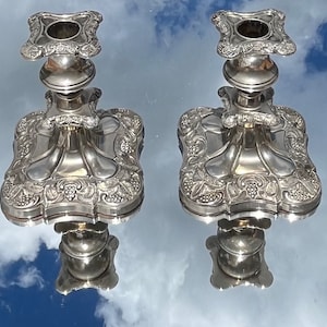 Pair of Antique Silver Plate Candlesticks