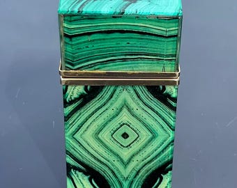 Mid Century Faux Malachite Glass Table Lighter