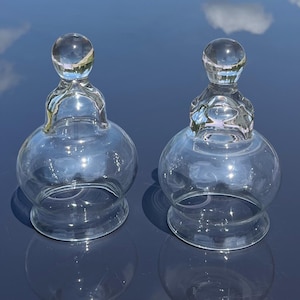 Pair of Hand Blown Bell Shaped Glass Cloches