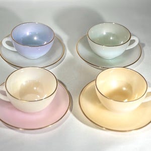 Four Vintage Arcopal Espresso Cups and Saucers