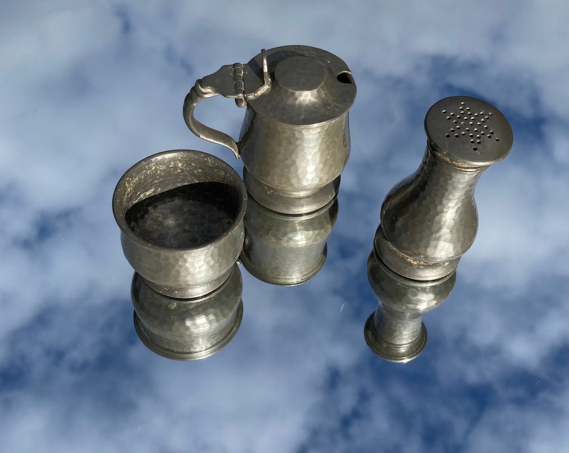 Manor Pewter TW and Co Pewter Cruet Set Etsy