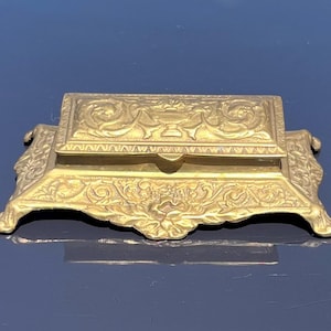Vintage Decorative Brass Stamp Box