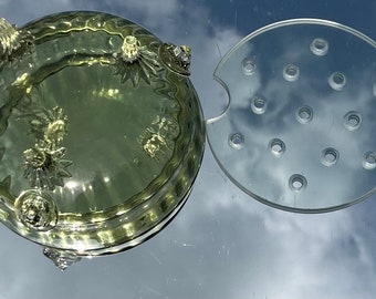 ライオン持ち手の緑色花瓶 ライオン持ち手の緑色花瓶 ライオンの花瓶 ライオン持ち手の緑色