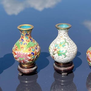 Four Vintage Miniature Cloisonné Vases