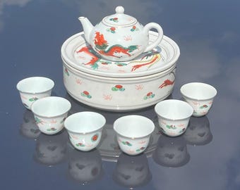 Vintage Chinese Miniature Tea Set with Warming Bowl