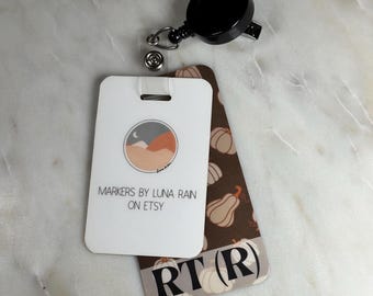 Custom Lightweight Durable Plastic Neutral Pumpkins Badge Buddy - ID Badge Backer Buddie, Marker Parker