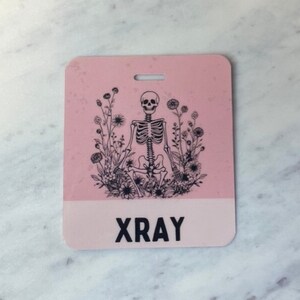 Custom Lightweight Pink Floral Skeleton Badge Buddy | ID Badge | Marker Parker | Badge Backer | Coworker Gift | Badge Buddie | Healthcare