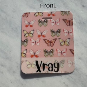 Custom Lightweight Pink Butterfly Badge Buddy | ID Badge | Marker Parker | Badge Backer | Coworker Gift | Badge Buddie | Healthcare | Teach