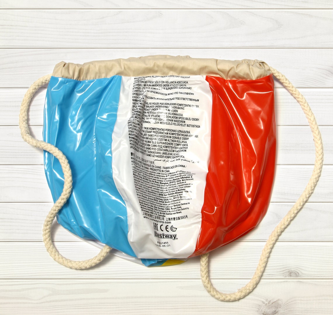 Colorful Backpack Drawstring Beach Bag Beach Ball Bag Tote Etsy