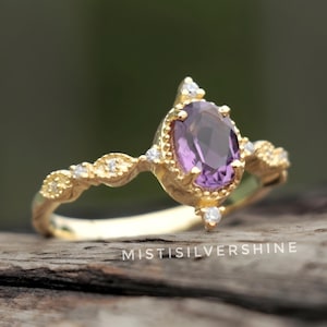 Amethyst Krönchen Ring: 18k vergoldetes Sterling Silber