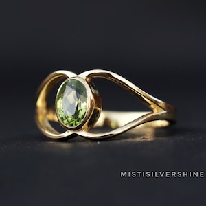 Peridot Ring, 18k Gold Plated , 925 Sterling Silver Ring, Natural Peridot Gold Ring, Women's Gold Ring, Boho Ring, Anniversary Gift For Her