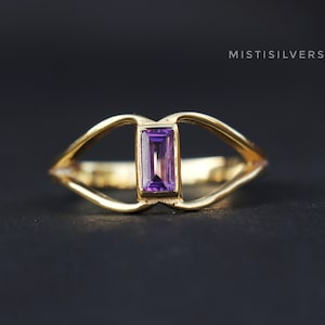 Natürlicher Amethyst Ring, 18k Gold Vermeil, 925 Sterling Silber Ring, Einzigartiger Amethyst Goldring, Frauenring Gold, Ehering Geschenk für Sie
