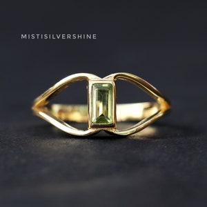 Natural Peridot Ring, 18k Gold Plated Ring, 925 Sterling Silver Ring, Peridot Gold Ring, Women's Silver Ring, Bohemian Ring, Gift For Her