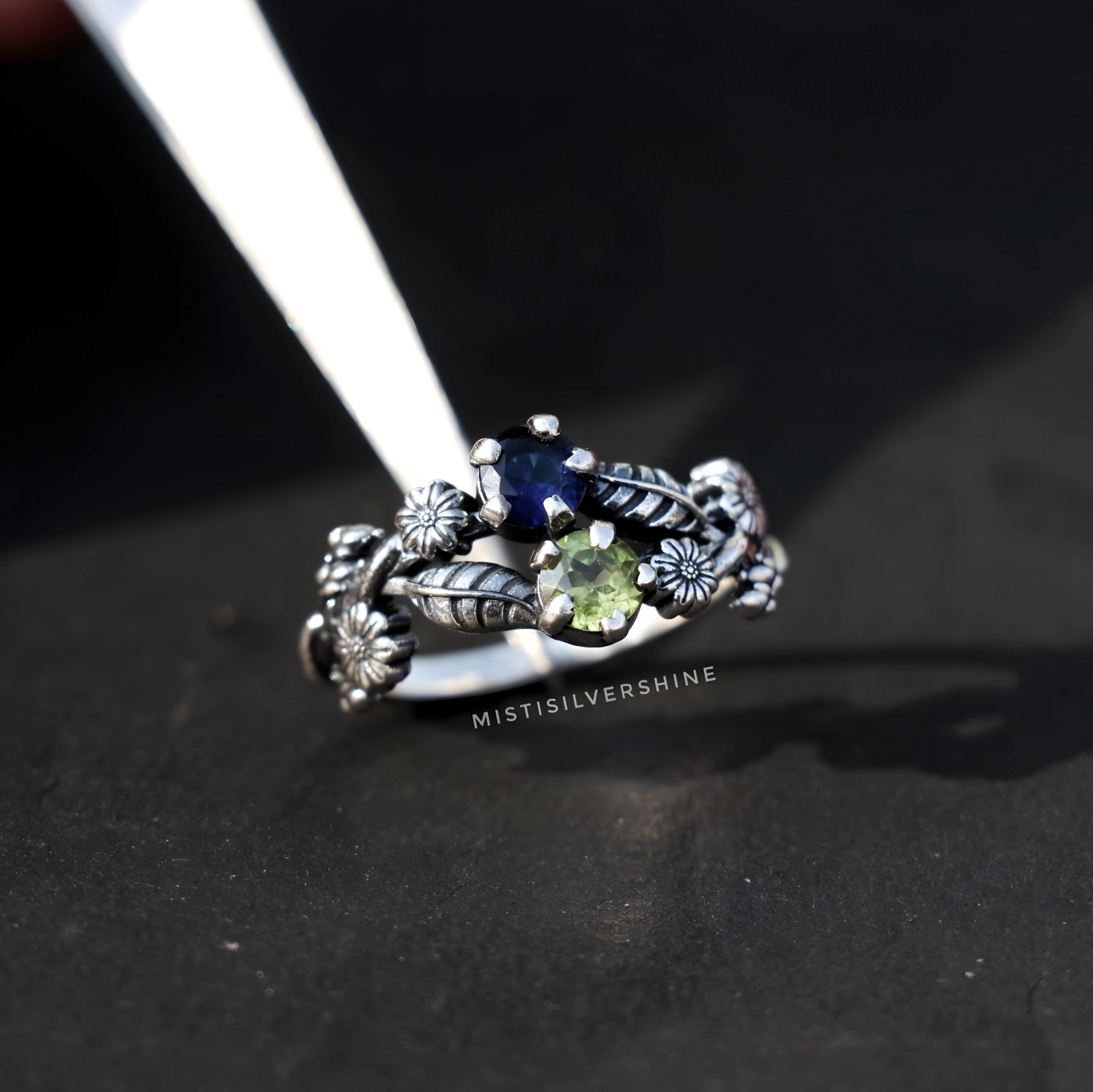 Genuine Peridot Flower Ring In Sterling Silver – Dazzling Gemstone Jewelry For Birthdays & Anniversaries - View #7