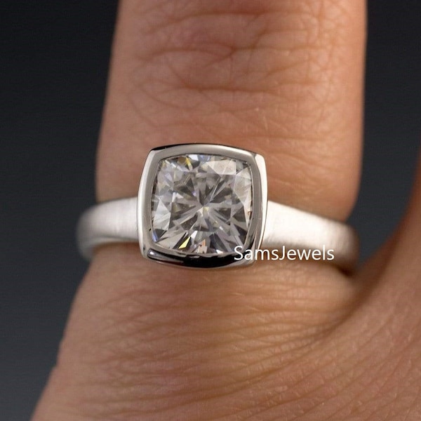 Sterling Silver Solitaire CZ Wedding Ring - Round Bezel Setting, Sizes 4-10, .925 Silver