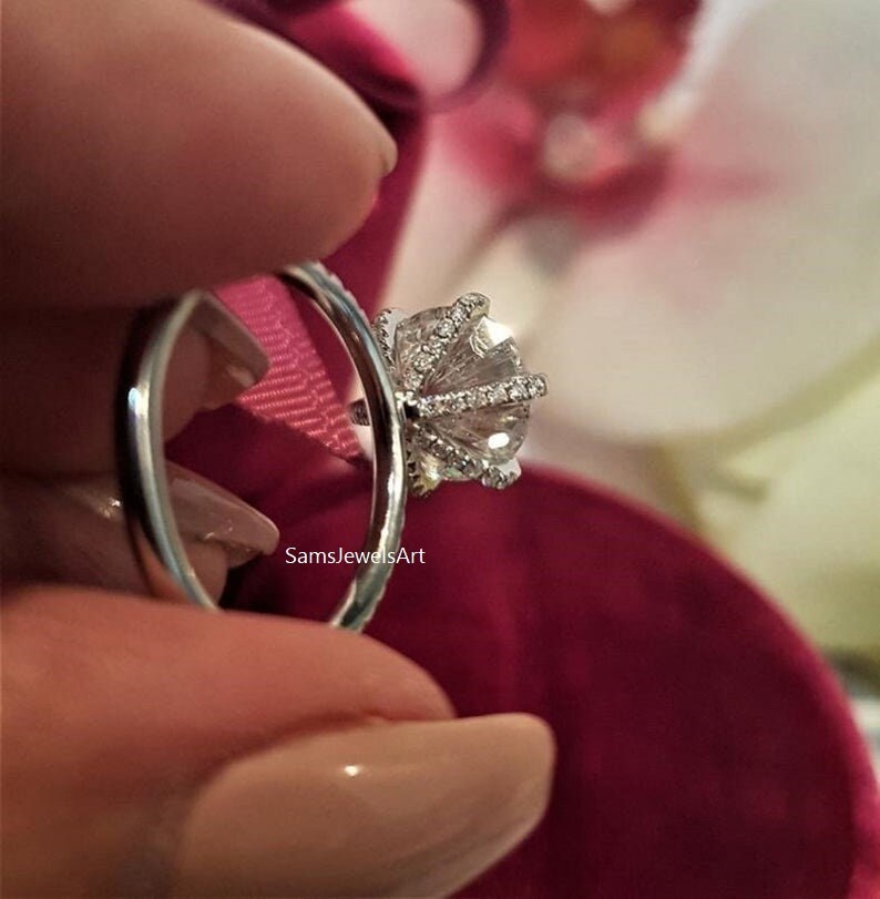 Anillo de compromiso de 6 puntas Anillo de boda Moissanite