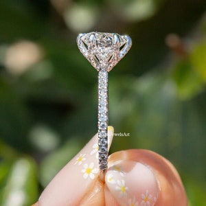 2CT Runde Brilliant Cut Moissanite Frauen Ring / Massiver Ehering aus 14 k Gold / Sterling Silber Versprechen Ring / 6 Krallen Zinken Solitär Ring Bild 4