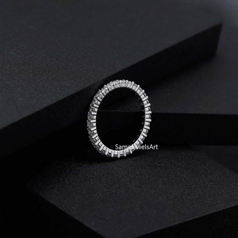 0,40 karat alliansring med runda diamanter/Klassisk jubileumsring för henne/Förlovningsring i 14 karat vitt guld/Frieringsring bild 3