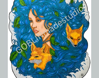 Foxes art print