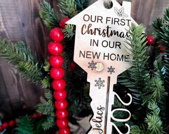 Our First Christmas in Our New Home Key Ornament Personalized