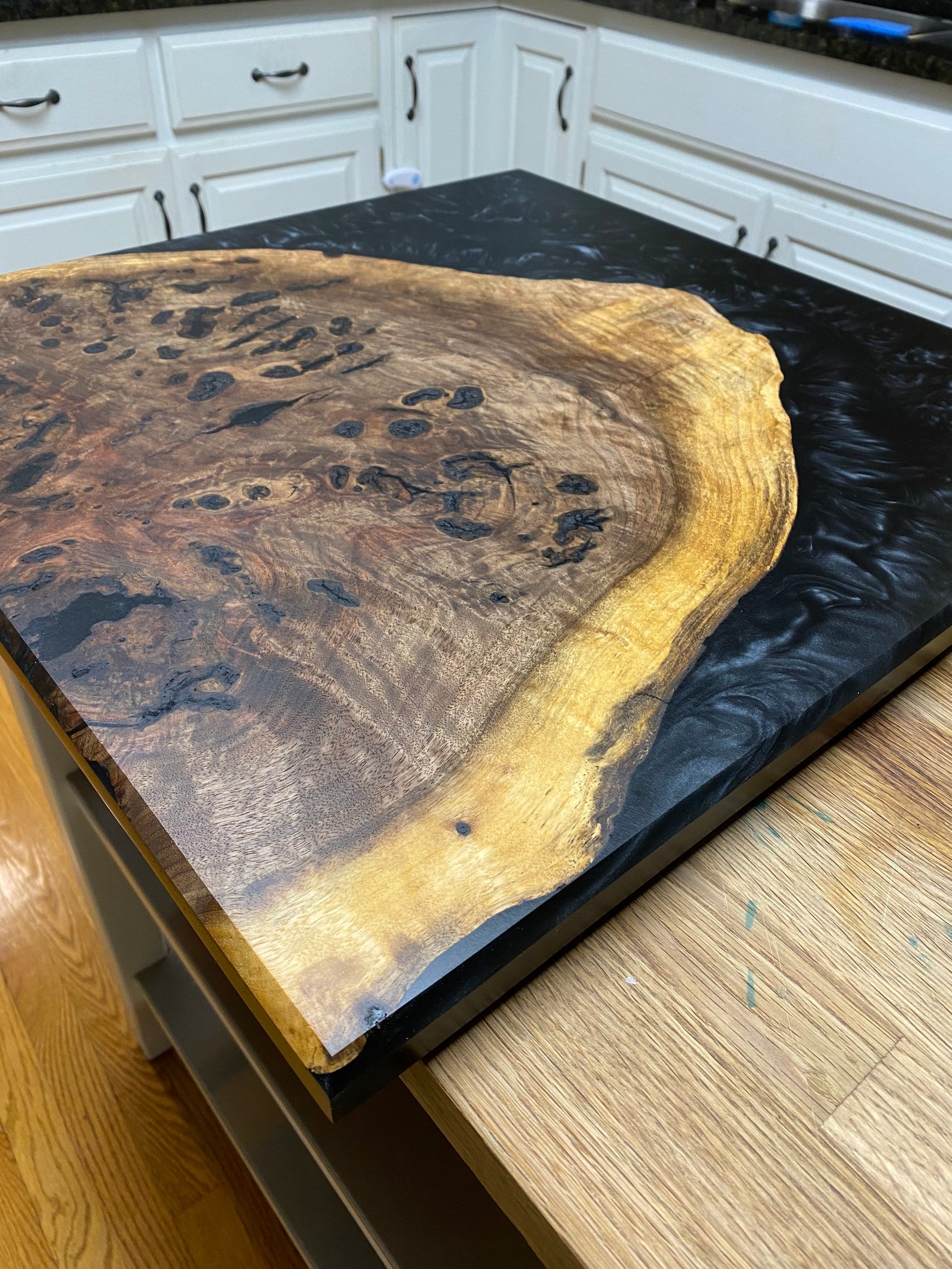 Walnut Burl Black Epoxy End Table Etsy