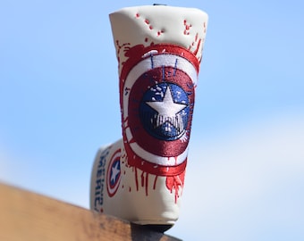 Captain America Splatter Golf Magnetic Putter Head cover | Avengers Superhero | Golf Gift Ideas