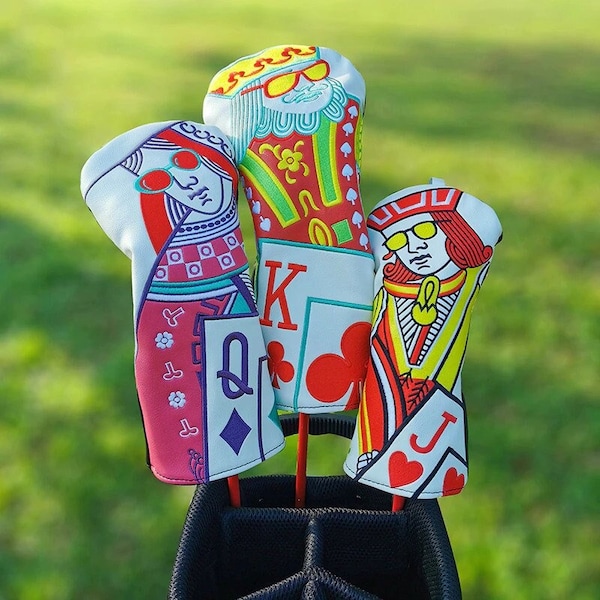 Kings and Queens Golf Head Covers | Golf Head Cover for Driver/Hybrid/Wood | Leather Embroidery
