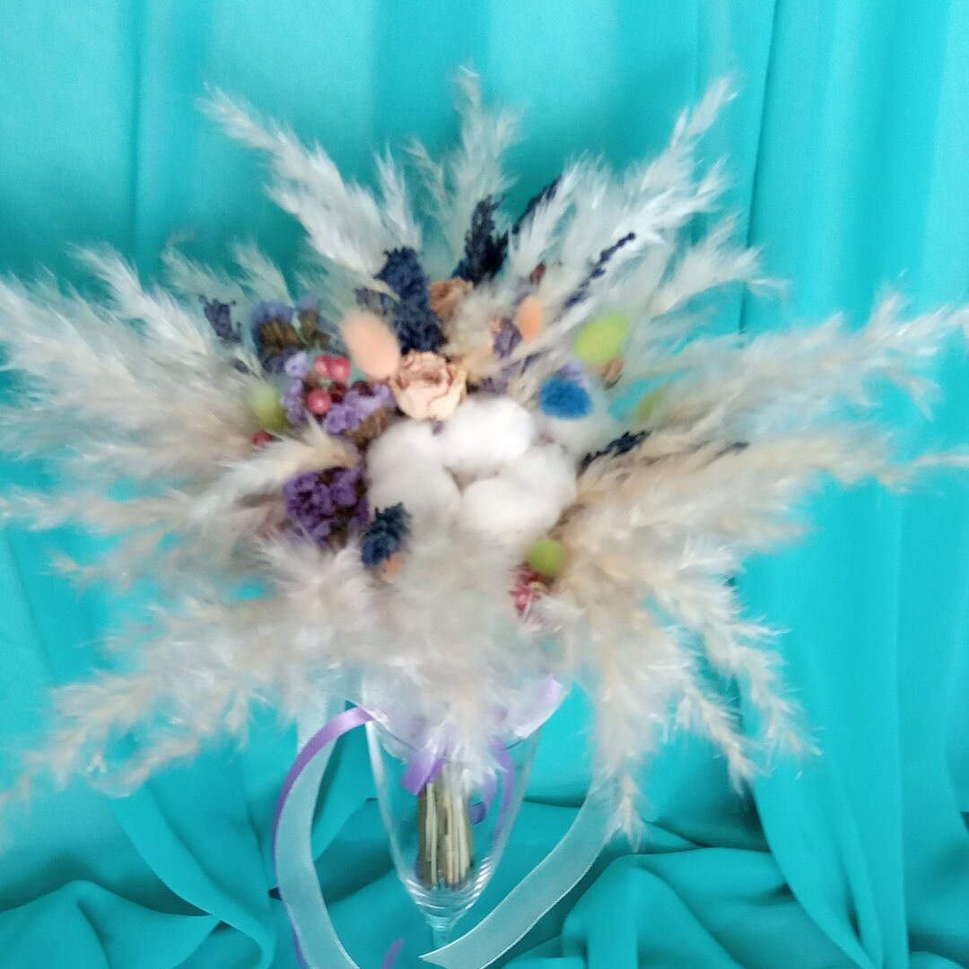 Bouquet de fleurs séchées avec des queues de lapin rose Etsy France