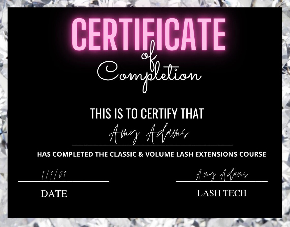 LASH TECH CERTIFICATION certificate flyer instagram flyer Etsy