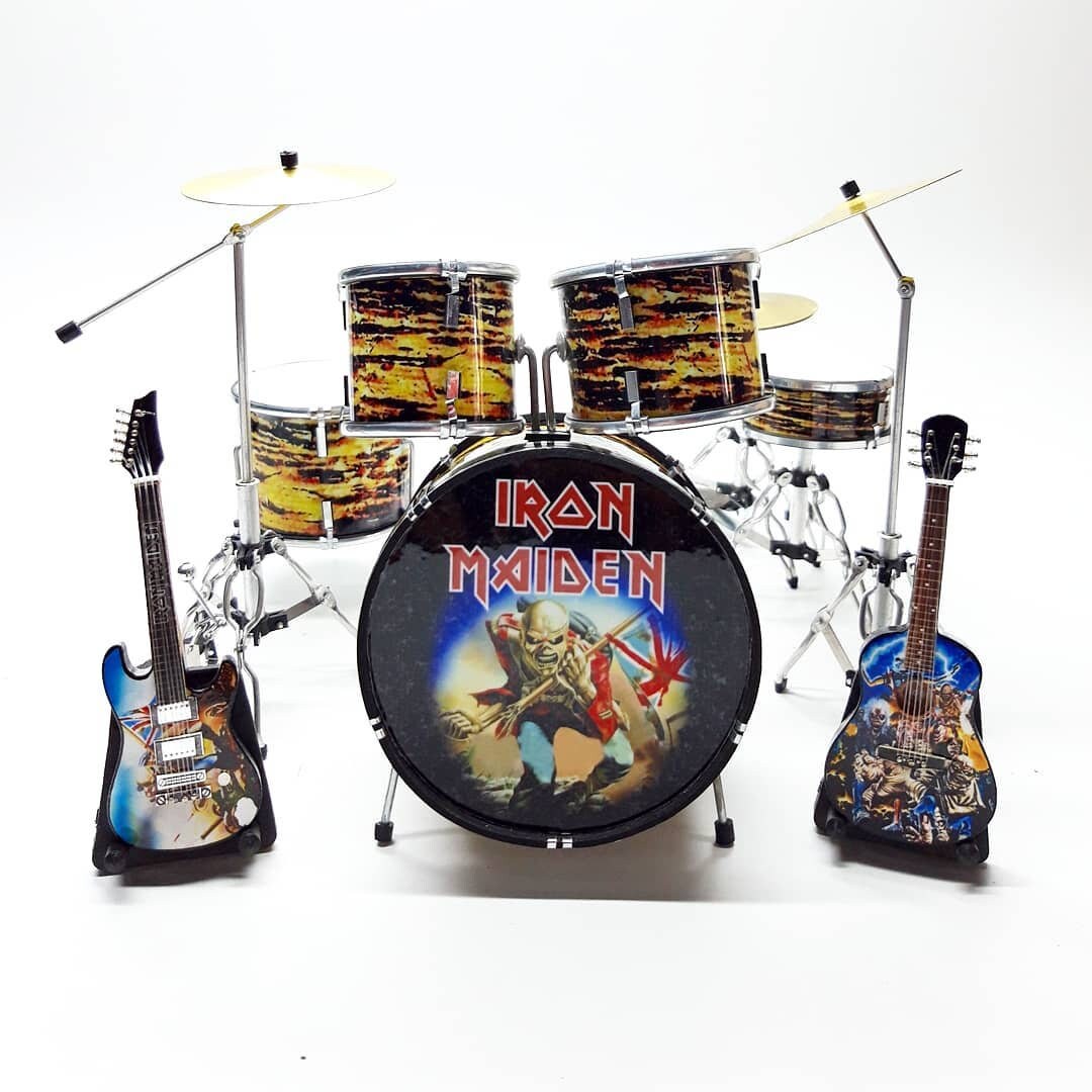 Miniature Iron Maiden Small Guitar and Drum Set Etsy