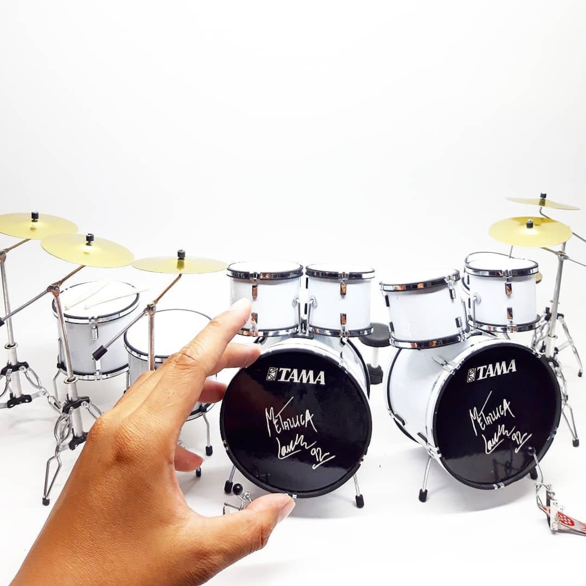 Miniature Drum Tama White Metallica Lars Ulrich Double Bass Etsy