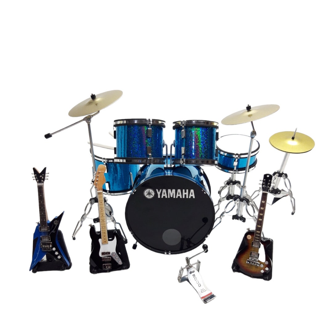 Miniature Drum Blue Metallic and Miniature Guitars Scale 1/12 Exclusive ...