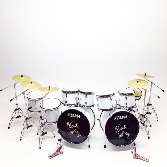 Miniature Drum Tama White Metallica Lars Ulrich Double Bass Scale
