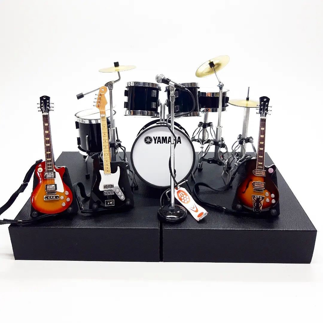 Tambour miniature Ensemble blanc 3 Guitare Petit Affichage du
