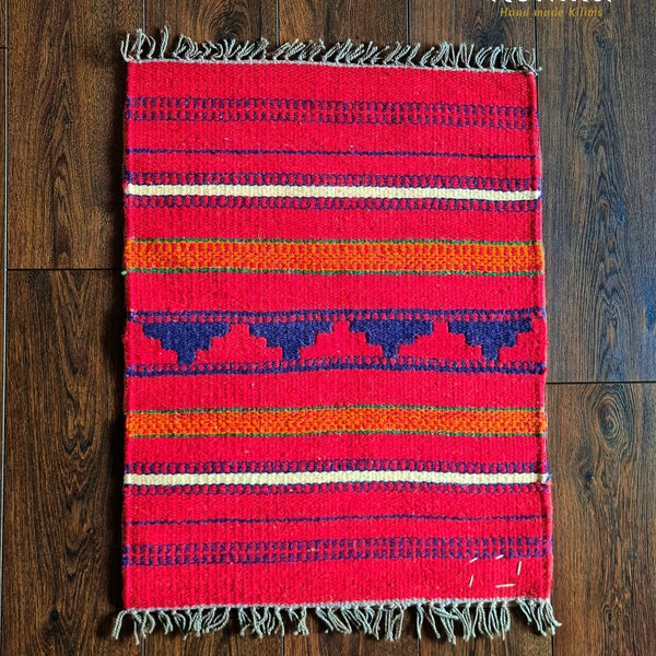 Tapis / moquette tissé main - 100% laine égyptienne Kilim - 60x80cm - Bédouin