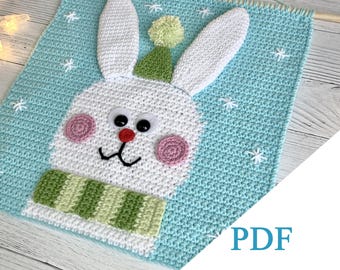 Bunny wall hanging PDF PATTERN crochet wall decor