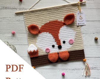 Fox wall hanging PDF PATTERN crochet wall decor