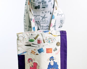 Embroidered cotton tote bag