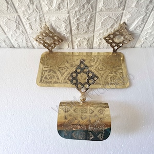 Mensola da bagno a parete marocchina incisa con porta carta igienica in ottone - Scaffale a parete, mensola galleggiante per cucina, mensola per cucina