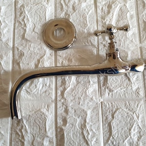 Silver Wall Mount Faucet - Silver Kitchen Wall Mount Faucet - Garden Faucet - Silver Faucet - Vintage  Faucet