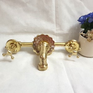 Moroccan water faucet Vintage Water Faucet Brass Water Tap  + Brass valve - Vintage Faucet - Unlacquered Wall Mounted Bathroom Vessel Faucet