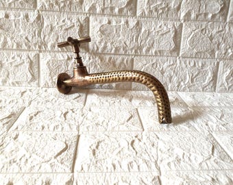 Moroccan Bronze Wall Mount Faucet, Vintage Patina Finish