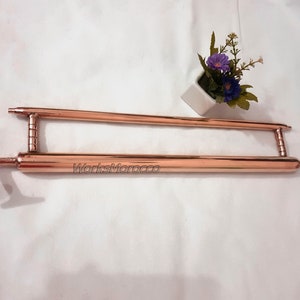 Copper Double Towel Holder With Hooks for Bathroom - Double Copper Wall Mounted Towel Holder- Copper Towel Bar - Bathroom Accessories
