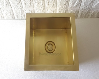 Handmade Unlacquered Brass Undermount Sink, Moroccan Farmhouse Style