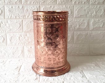 Brass Copper Finish Bathroom Storage Basket - Waste Paper Trash Can - Toilet Decorative - Bathroom accessories - Kitchen decor