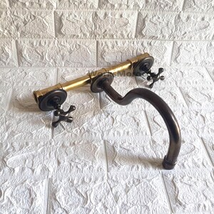 Brass Patina Wall Mounted Faucet Brass with Two Cross Handles + Brass valve - Brass Kitchen Faucet,  Brass Sink Faucet, Antique Brass Faucet