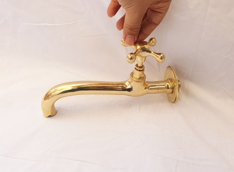 Unlacquered Bathroom Brass Wall Mount Faucet - Moroccan Bathroom Faucet - Kitchen Faucet - Brass Faucet - Vintage  Faucet - Kitchen Faucet