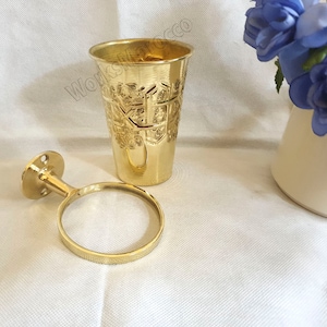 Brass Bathroom Toothbrush Cup - Wall Toothbrush Holder Cup - Cup toothbrush holder - Moroccan bathroom accessory