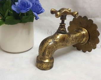 Brass Patina Wall Mount Faucet - Vintage Moroccan Design